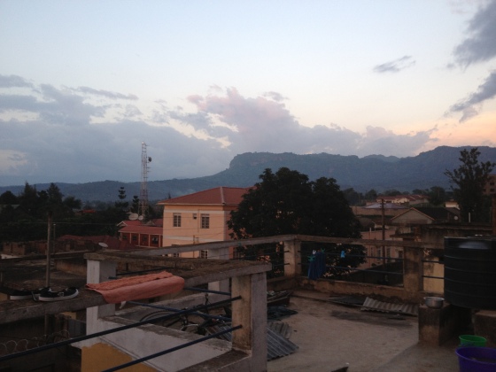 Rooftop view of Mount Elgon from our home, Casa del Turista